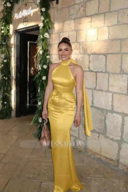 Charming Halter Sleeveless Long Mermaid Formal Dress With Pleated