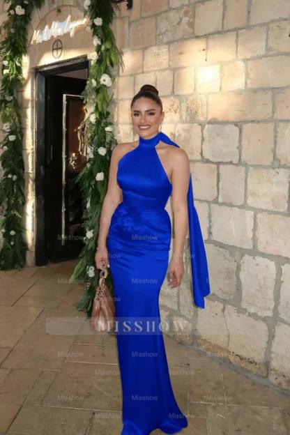 Charming Halter Sleeveless Long Mermaid Formal Dress With Pleated