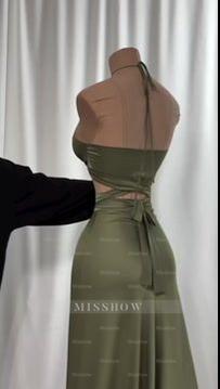 Charming Halter Sleeveless Ruffles Pleated Formal Dress With Bowknot