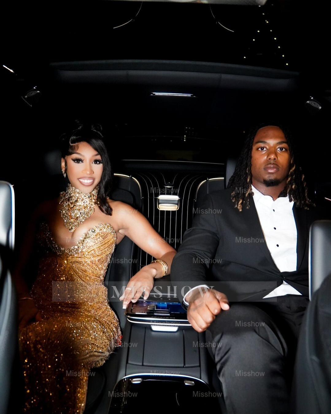 Charming Long Gold Sweetheart Sleeveless Mermaid Prom Dress with Rhinestones and Tassels