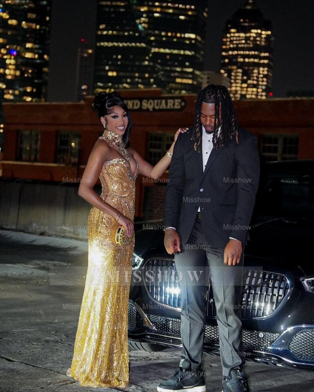 Charming Long Gold Sweetheart Sleeveless Mermaid Prom Dress with Rhinestones and Tassels