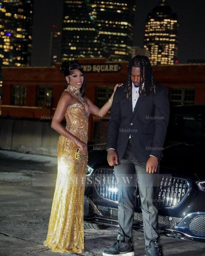 Charming Long Gold Sweetheart Sleeveless Mermaid Prom Dress with Rhinestones and Tassels