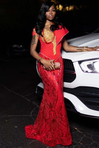 Charming Long Red Off-The-Shoulder Sleeveless Mermaid Prom Dress with Embroidery