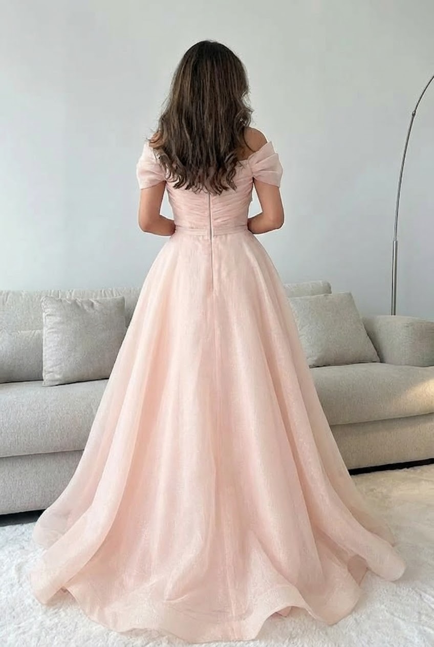 Charming Off the Shoulder Sleeveless Long Formal Dress With Pleated