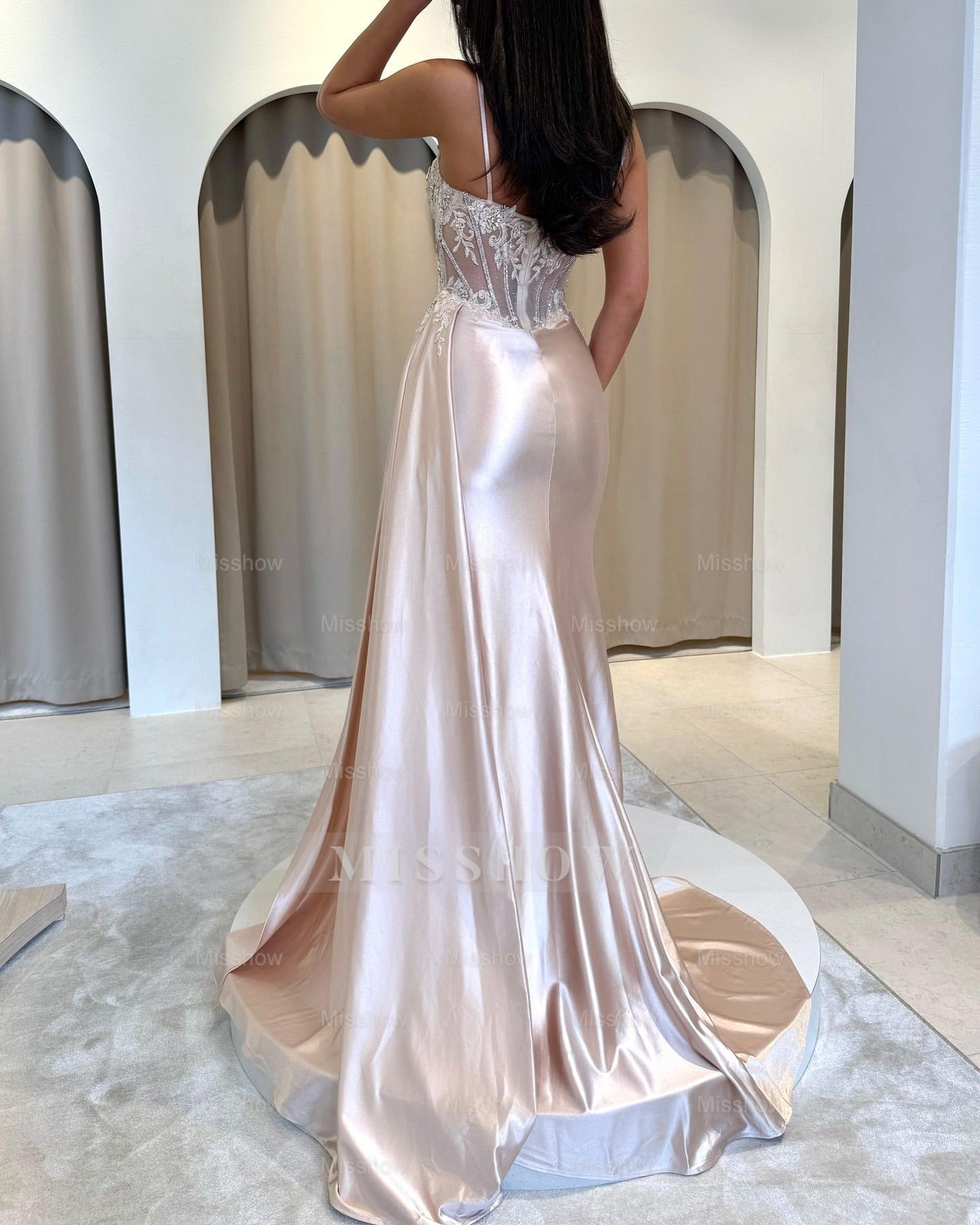 Charming Pink Sweetheart Sleeveless Mermaid Prom Dress with Front Split