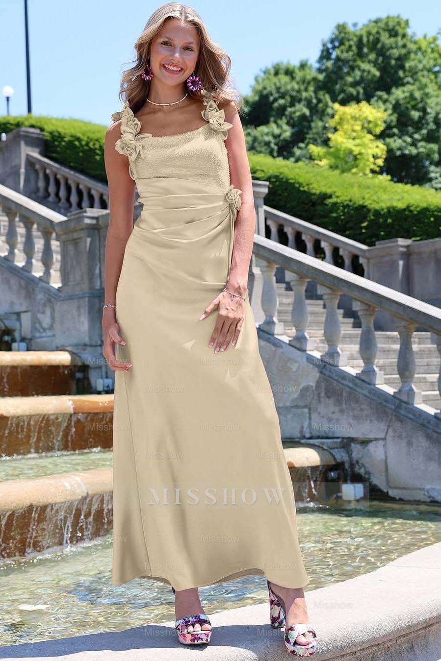 Charming Sleeveless Straps Mermaid Long Formal Dress With Pleated