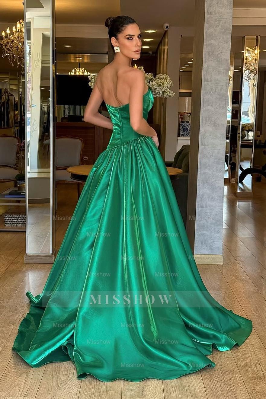 Charming Strapless Sleeveless Long A Line Formal Dress With Pleated