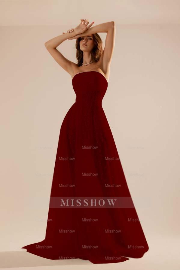 Charming Tulle Strapless Sleeveless Long Formal Dress With Beading