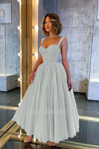 Chic Glittering Straps Sweetheart Sleeveless A Line Formal Dress With Sequins