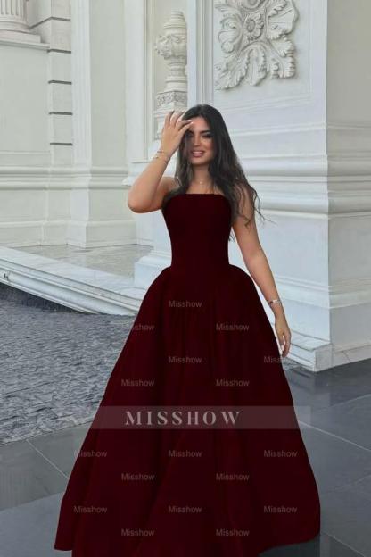 Chic Sleeveless Strapless Long A Line Formal Dress With Pleated