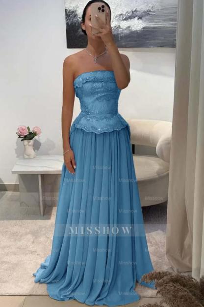 Chic Strapless Sleeveless Long Formal Dress With Pleated Beading