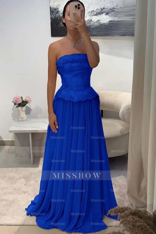 Chic Strapless Sleeveless Long Formal Dress With Pleated Beading