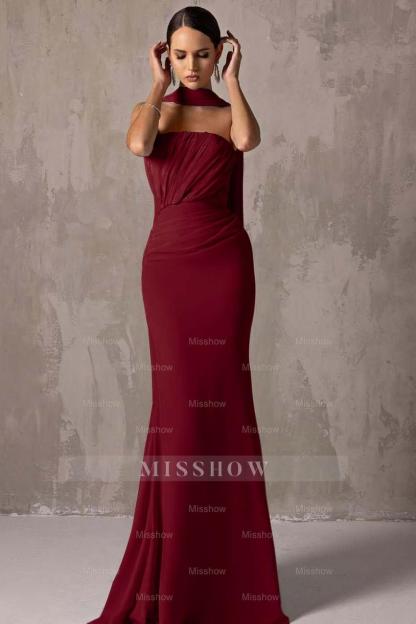 Chic Strapless Sleeveless Mermaid Long Formal Dress With Pleated