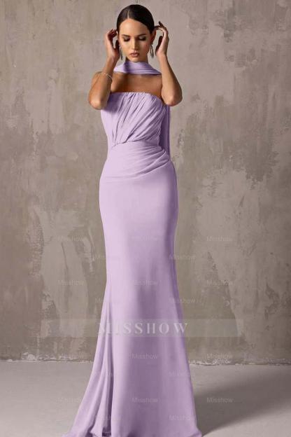 Chic Strapless Sleeveless Mermaid Long Formal Dress With Pleated