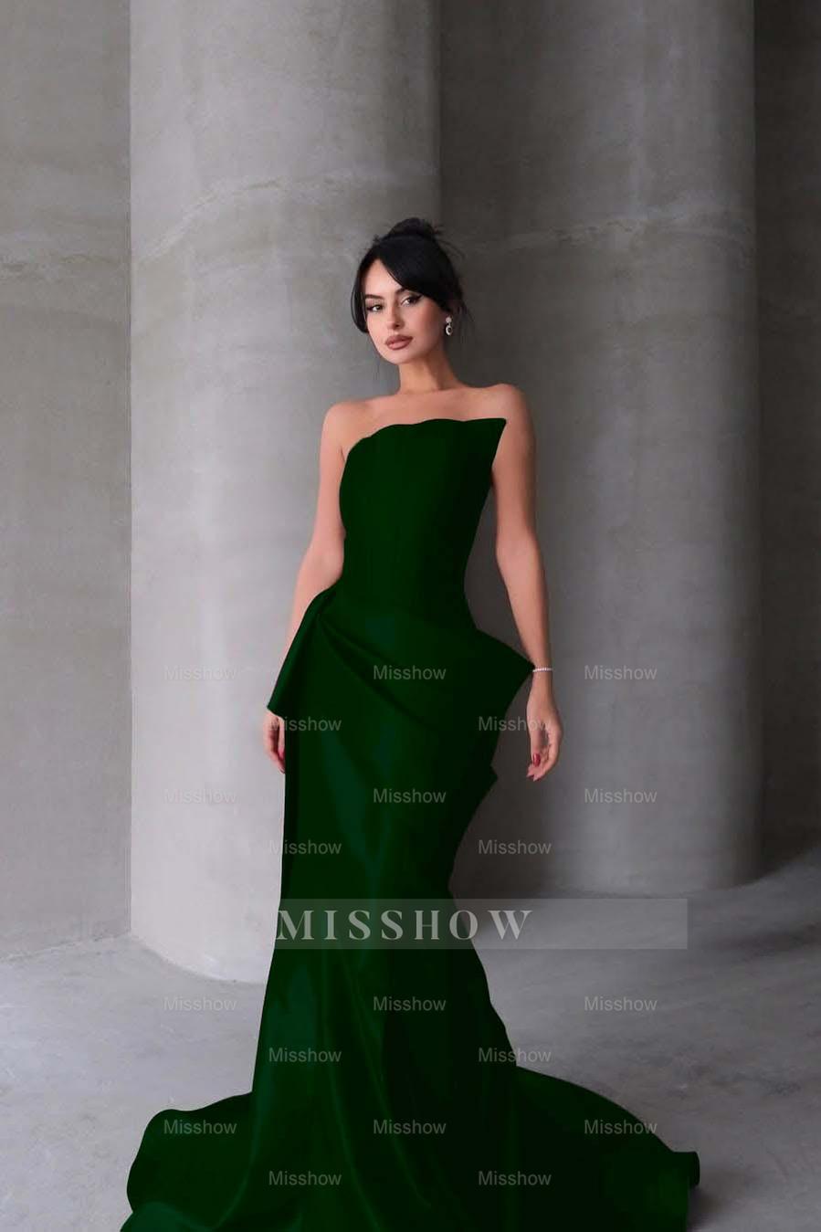 Chic Strapless Sleeveless Mermaid Long Formal Dress With Pleated