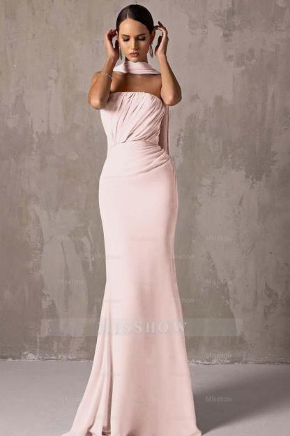 Chic Strapless Sleeveless Mermaid Long Formal Dress With Pleated