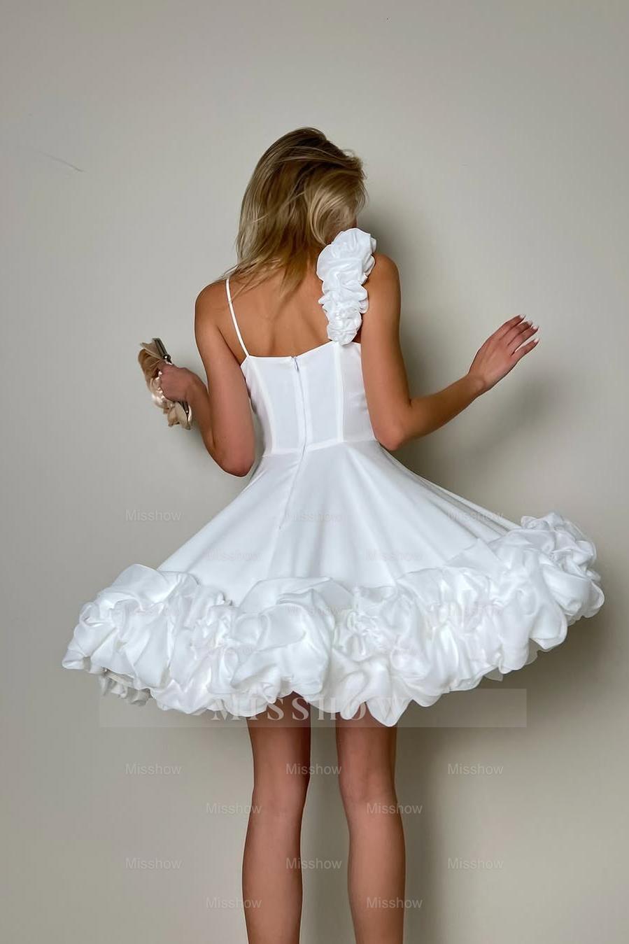 Chic Straps Sleeveless Short Formal Dress With Ruffles Pleated