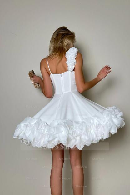 Chic Straps Sleeveless Short Formal Dress With Ruffles Pleated