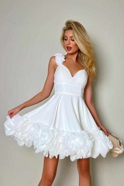 Chic Straps Sleeveless Short Formal Dress With Ruffles Pleated