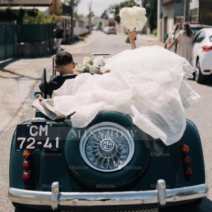 Chic White Ball Gown Sweetheart Off-The-Shoulder Sleeveless Beaded Cathedral Train Wedding Dress With Pearls