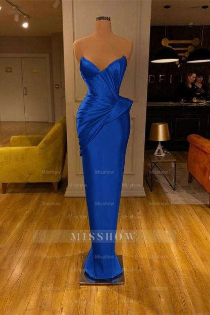 Chic Yellow Strapless Deep V Neck Sleeveless Mermaid Formal Dress With Pleated