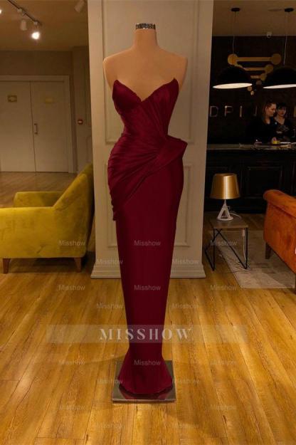 Chic Yellow Strapless Deep V Neck Sleeveless Mermaid Formal Dress With Pleated