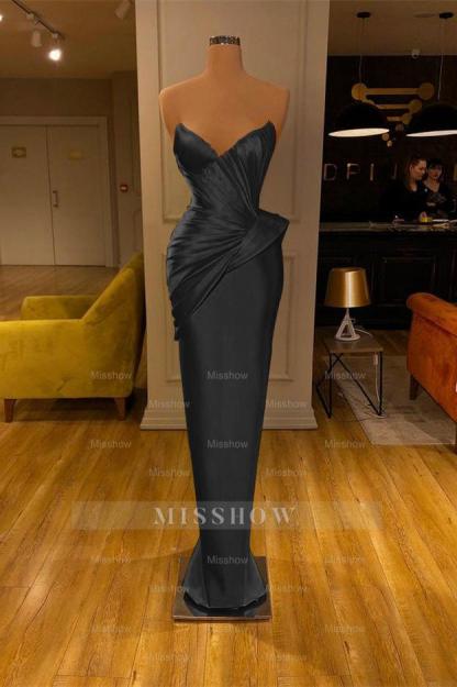 Chic Yellow Strapless Deep V Neck Sleeveless Mermaid Formal Dress With Pleated