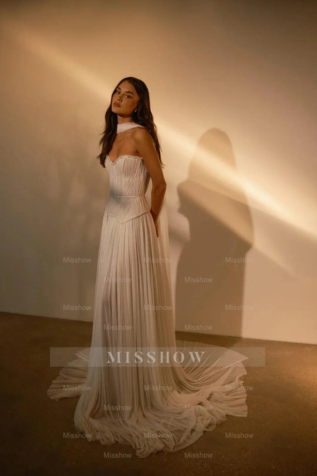 Chiffon Strapless Sleeveless Long Formal Dress With Belt Ruffles