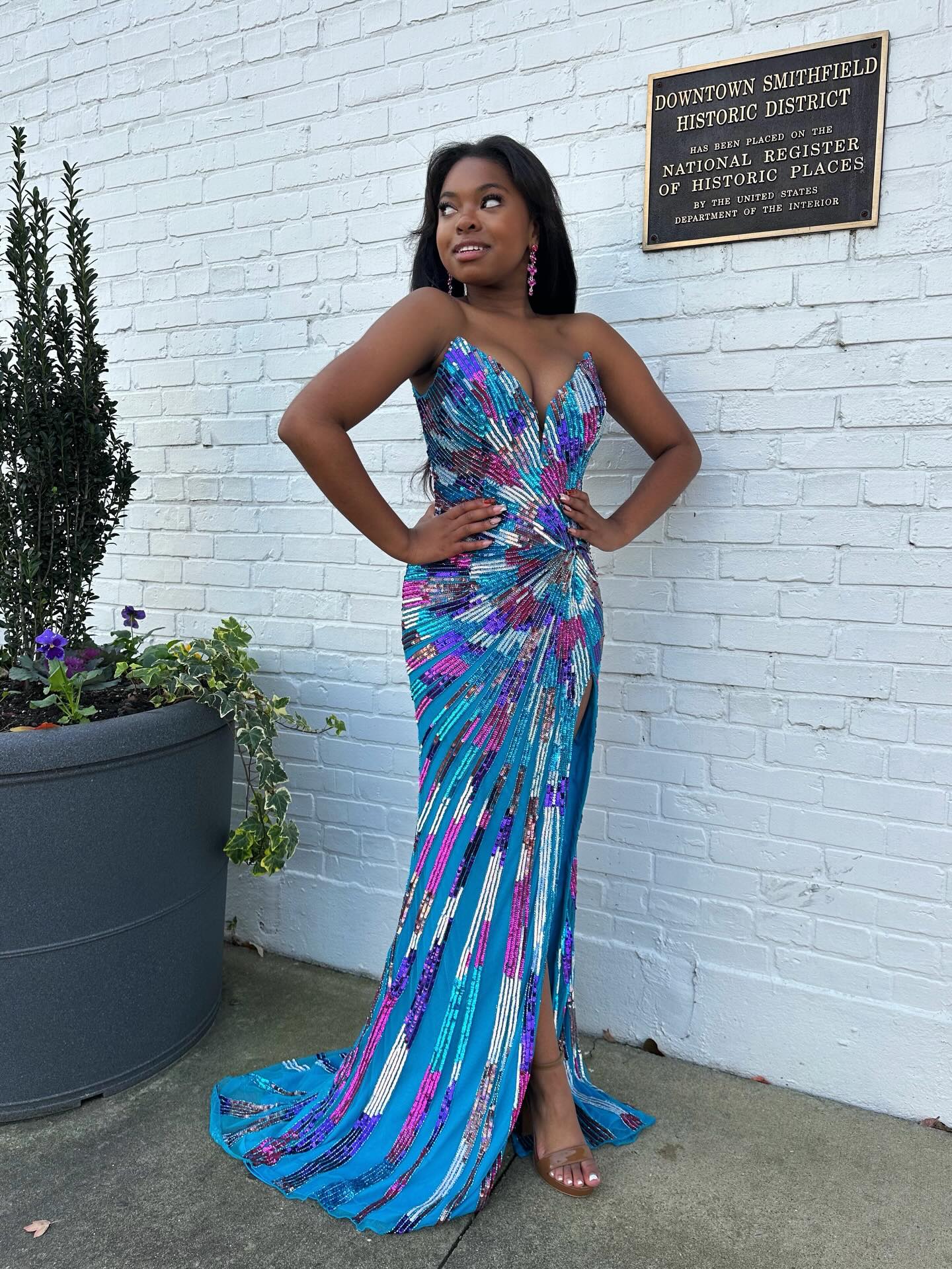 Colorful Sweetheart Sleeveless Front Split Mermaid Prom Dress with Beadings