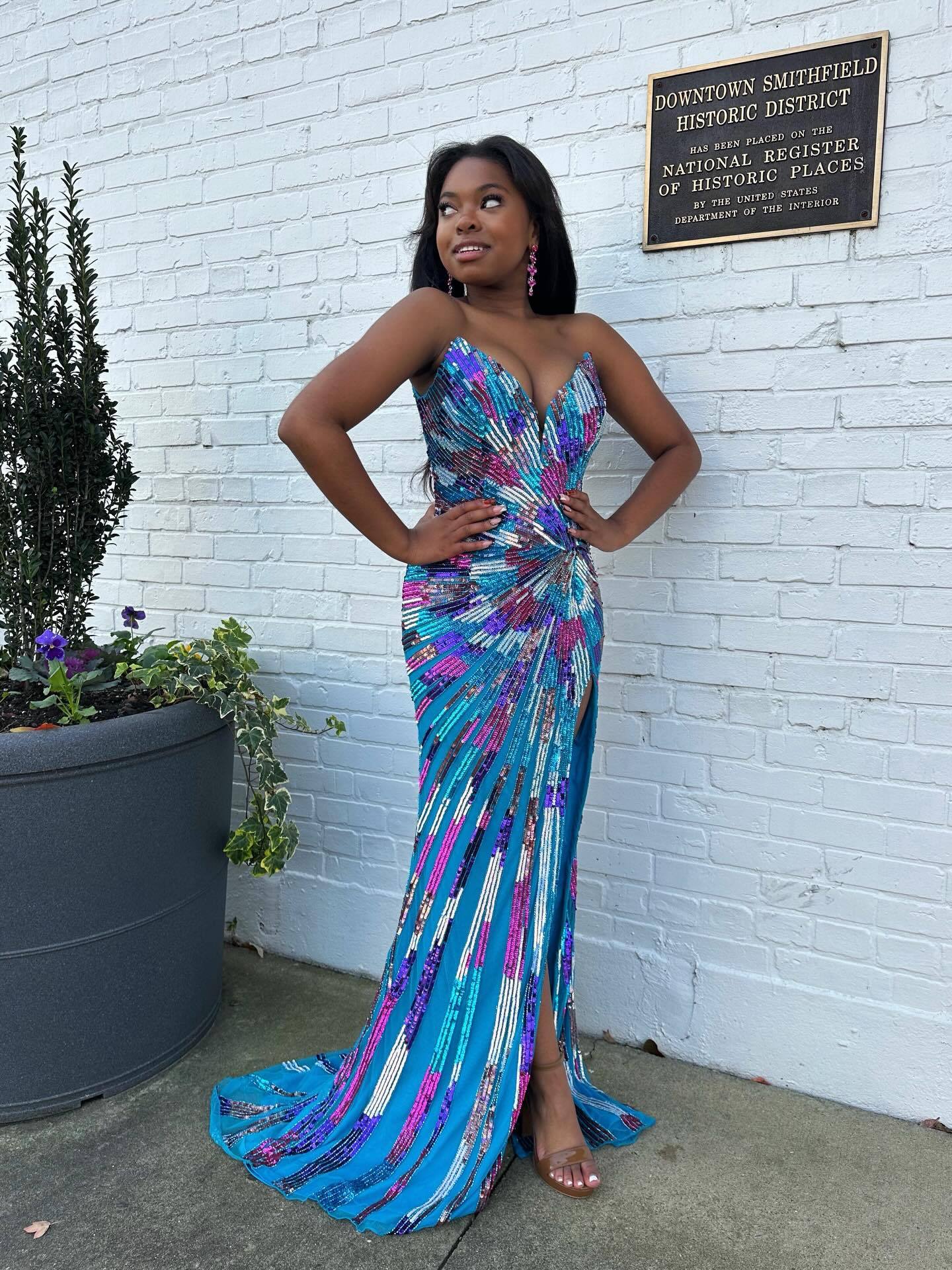 Colorful Sweetheart Sleeveless Front Split Mermaid Prom Dress with Beadings