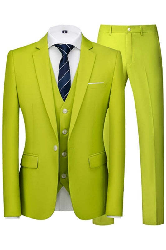 Contemporary Mint Green Notched Lapel Three Piece Prom Tailoring