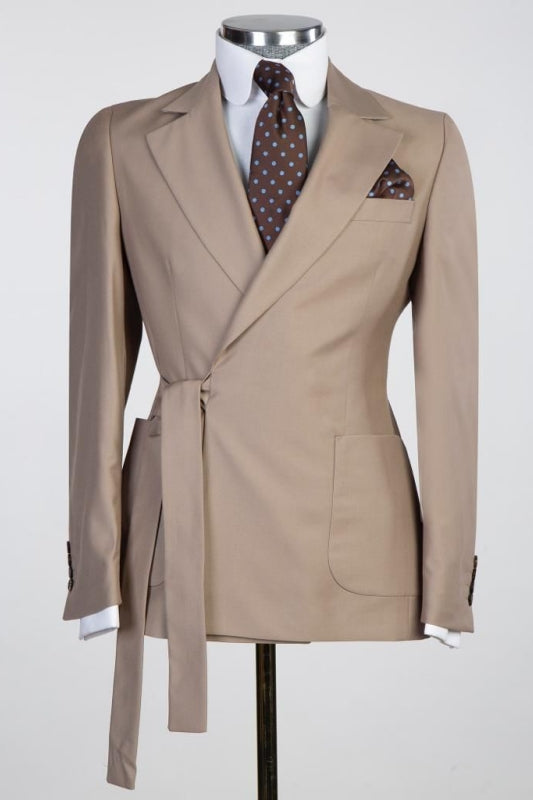 Custom Brown Notched Lapel Two-Piece Prom Ensemble