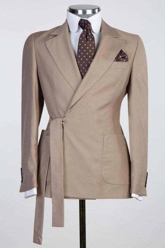 Custom Brown Notched Lapel Two-Piece Prom Ensemble