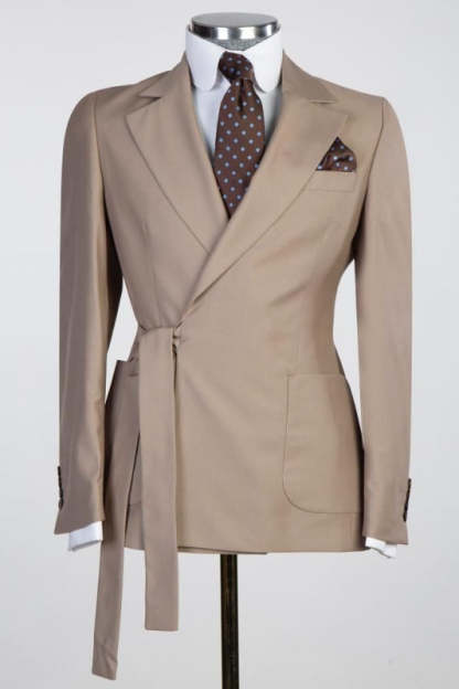Custom Brown Notched Lapel Two-Piece Prom Ensemble