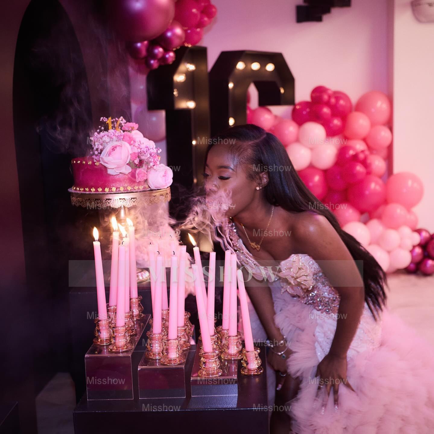 Dreamy Long Pink V-Neck Sleeveless Mermaid Prom Dress with Ruffles and Slit