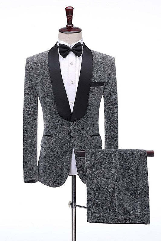Trendy Gray Shawl Collar Two-Piece Groom's Wedding Attire