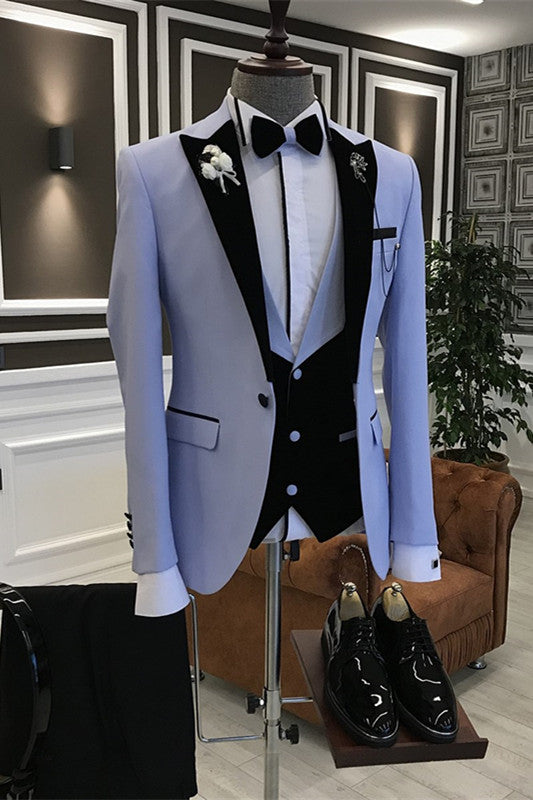 Light Lavender Peaked Lapel Three-Piece Trendy Prom Attire