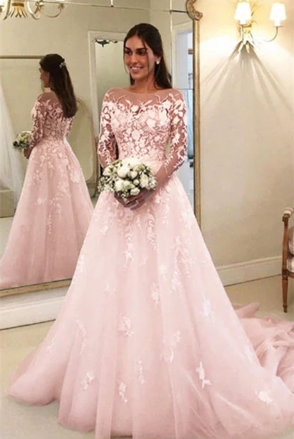 Elegant A Line Wedding Dresses With Sleeves Wedding dresses with lace