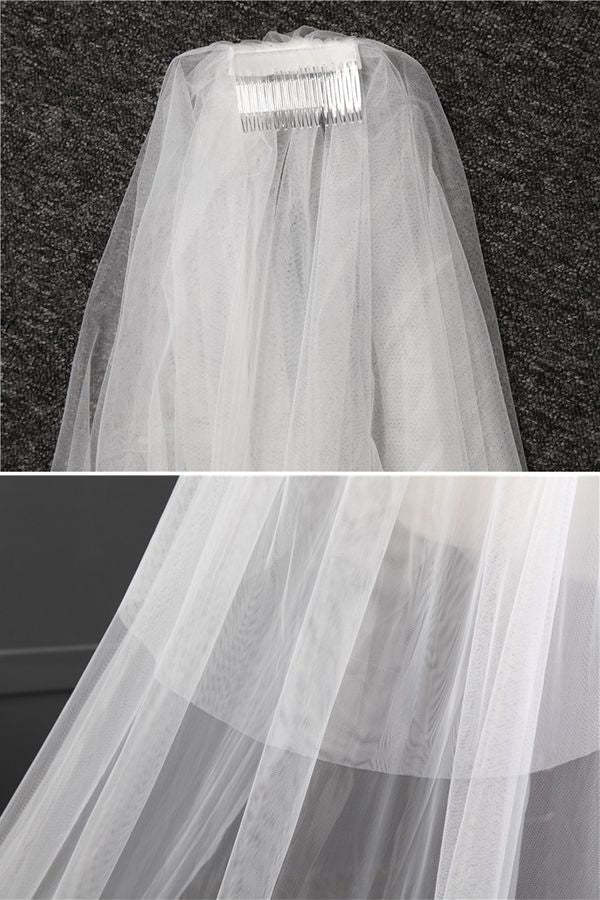 Elegant Lace Applique Edge Wedding Veils with Appliques