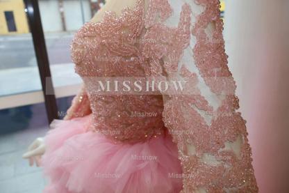 Elegant Long Black Beaded Bodice Tulle Ball Gown Evening Dress with Slit and Ruffles