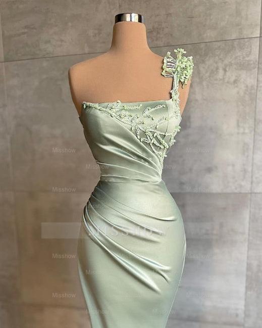 Elegant Mint Long Simple Mermaid Prom Evening Dresses