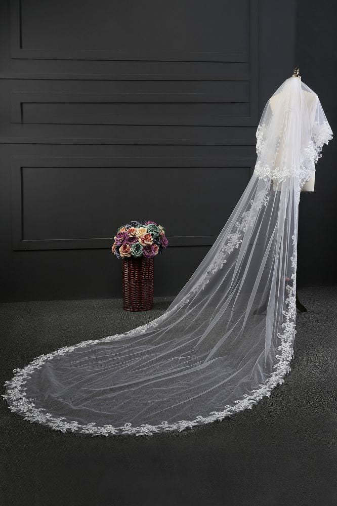 Elegant Tulle lace Applique Edge 3*1.5M Wedding Veils