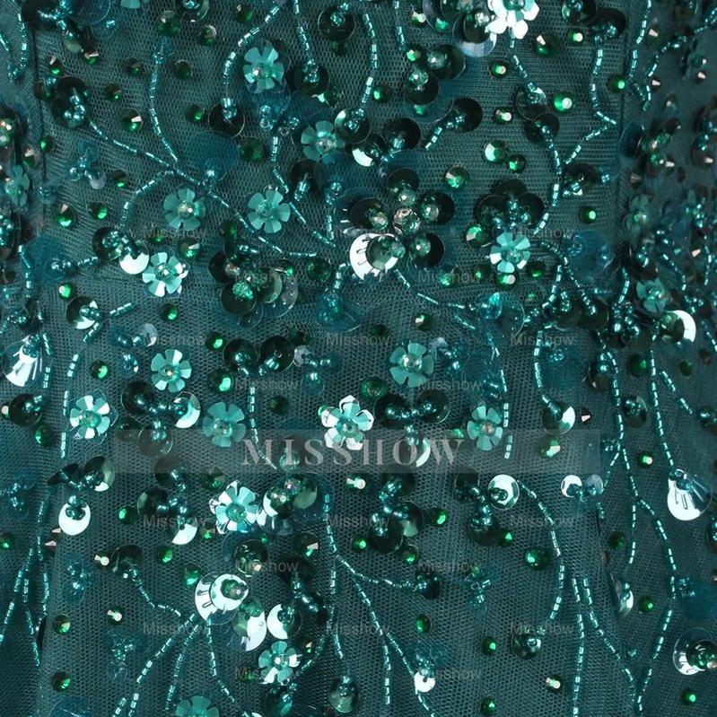 Emerald V Neck Floor Length Formal Dress A Line Sleeveless With Appliques