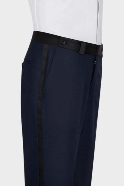 Navy Blue Shawl Collar Three-Piece Wedding Men's Ensemble