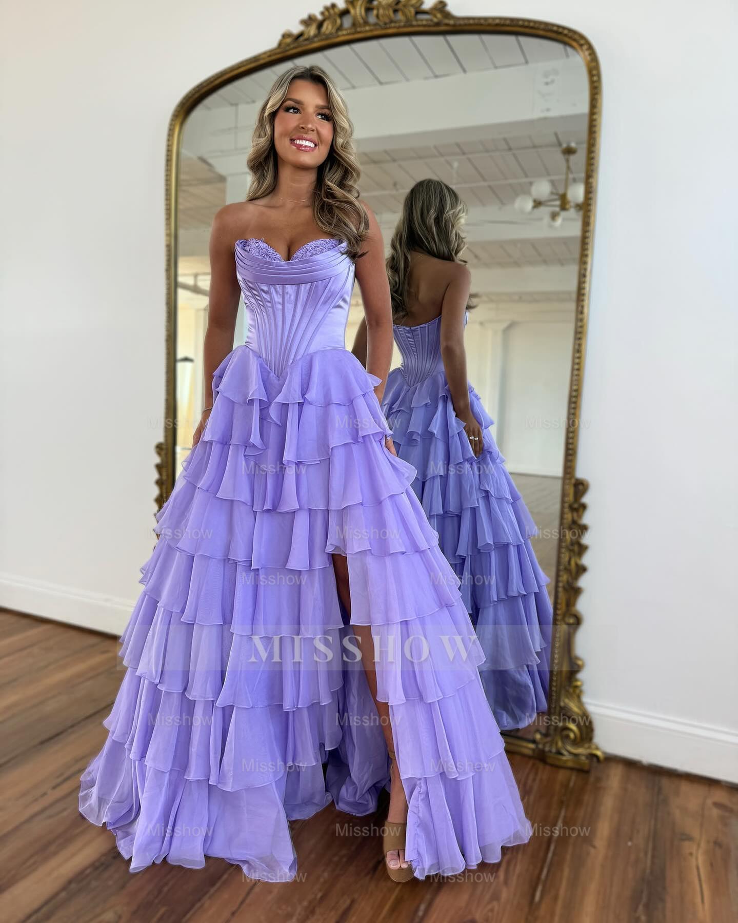 Eye-Catching Fuchsia A-Line Sweetheart Sleeveless Prom Dress with Front Split