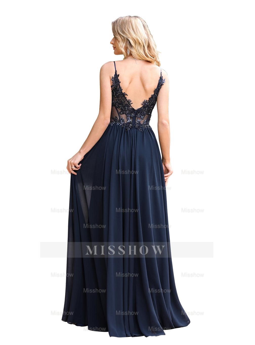 Fabulous A-line Spaghetti Straps Pleated Chiffon Floor Length Dress with Appliques