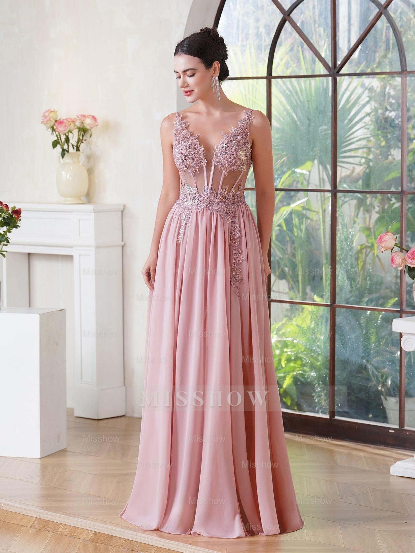 Fabulous A-line Spaghetti Straps Pleated Chiffon Floor Length Dress with Appliques