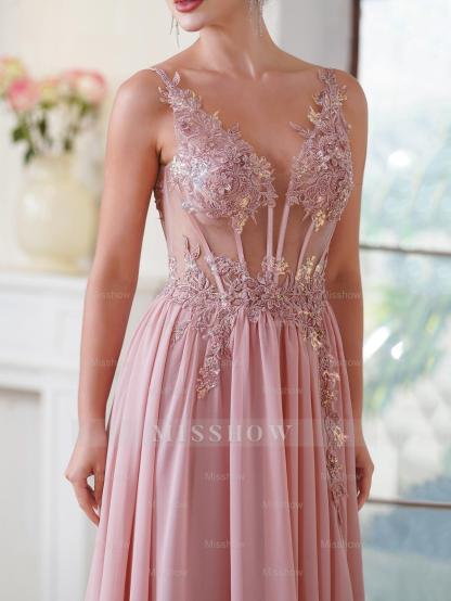 Fabulous A-line Spaghetti Straps Pleated Chiffon Floor Length Dress with Appliques