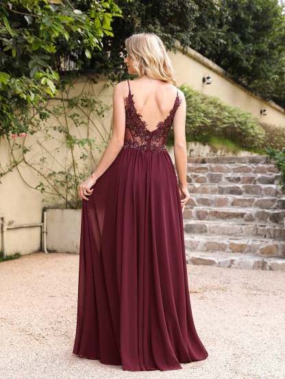 Fabulous A-line Spaghetti Straps Pleated Chiffon Floor Length Dress with Appliques