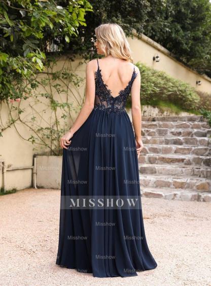 Fabulous A-line Spaghetti Straps Pleated Chiffon Floor Length Dress with Appliques